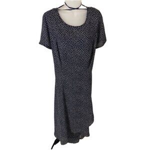 August Max Woman dress in navy with white polka dots, size 16